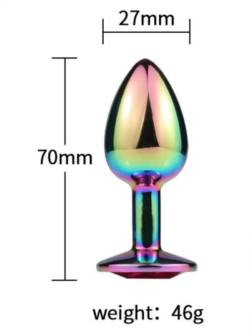 NOXXX Parlak Çok Renkli Küçük Boy Taşlı Çelik Anal Plug 3