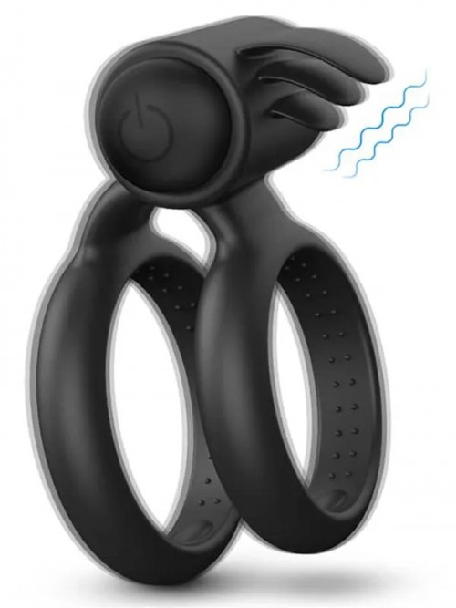 Çift Halkalı Klitoris Uyarıcılı Titreşimli Penis Halkası