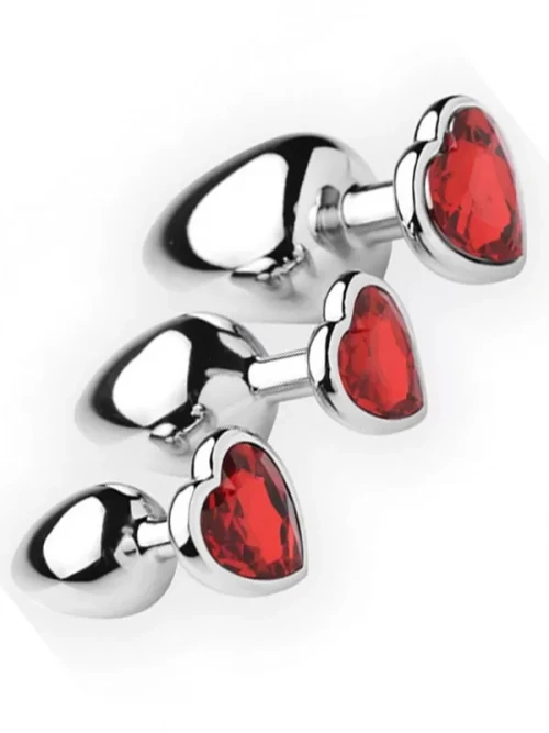 NOXXX Kalp Mücevherli Çelik Anal Plug 3’lü Set