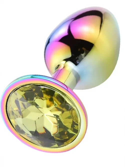 NOXXX Parlak Çok Renkli Orta Boy Taşlı Çelik Anal Plug