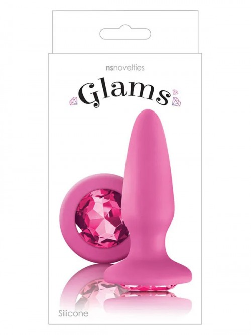 Glams Gem Plug Taşlı Silikon Anal Plug 10.5 cm Pembe 2