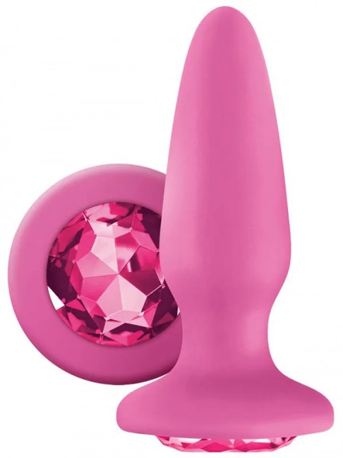 Glams Gem Plug Taşlı Silikon Anal Plug 10.5 cm Pembe