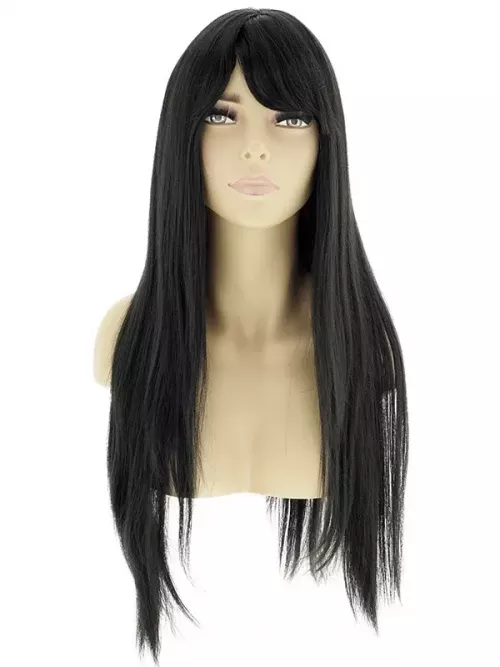 Uzun Düz Kahküllü Siyah Peruk 1