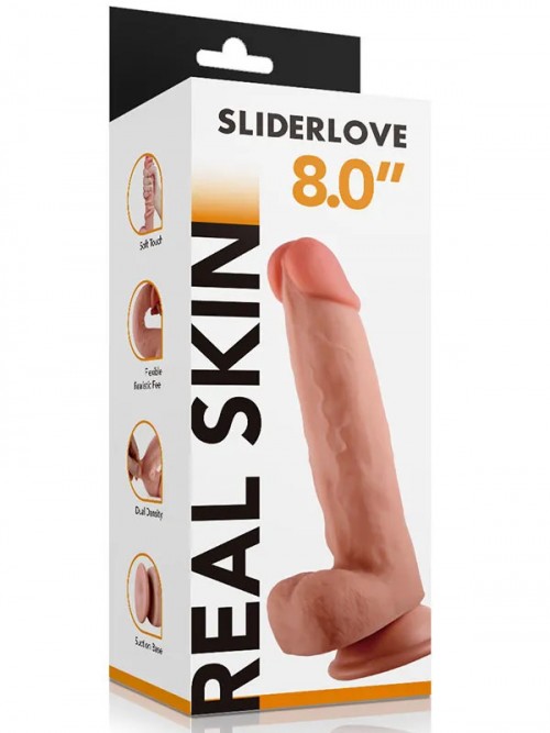 Real Skin 8″ Çift Katmanlı Kayan Derili Gerçekçi Penis 20 cm Ek Resim