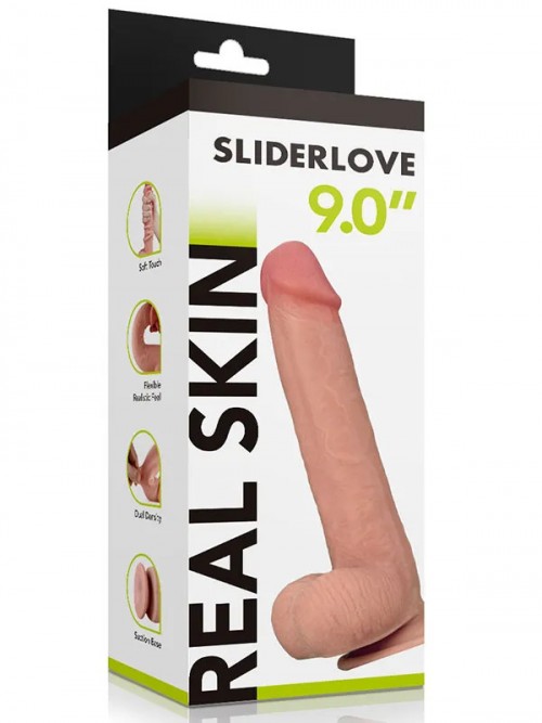Real Skin 9″ Çift Katmanlı Kayan Derili Gerçekçi Penis 23 cm 6