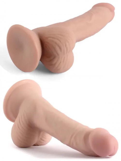 VSCNovelty 7.6″ Çift Katmanlı Kayan Derili Gerçekçi Dildo 19 cm 3