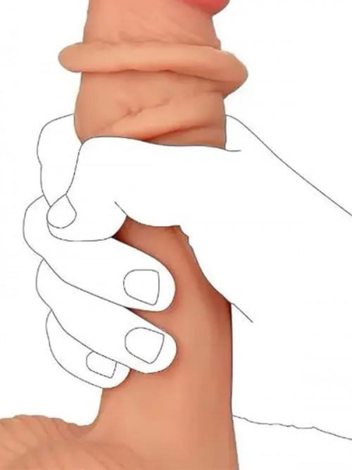 VSCNovelty 8.6″ Çift Katmanlı Kayan Derili Gerçekçi Dildo 22 cm 3