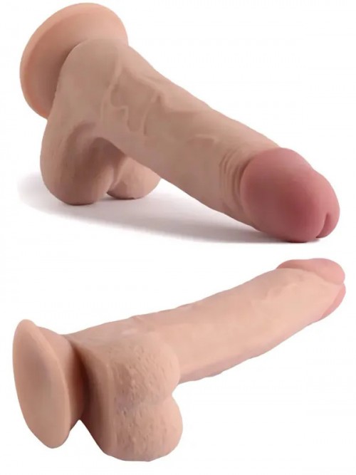 VSCNovelty 8.6″ Çift Katmanlı Kayan Derili Gerçekçi Dildo 22 cm 5