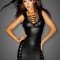 Deri Görünümlü Seksi Elbise